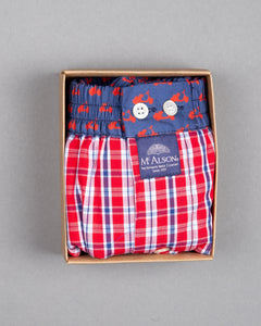 Mc Alson boxer shorts 100% cotton red scooter print